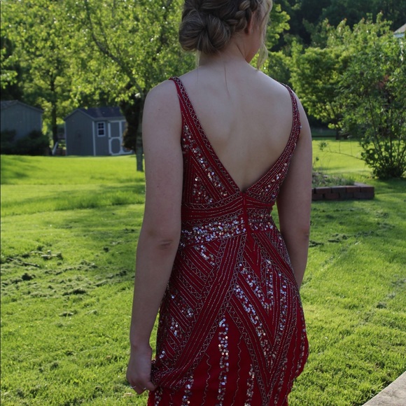 Marina Beaded Dress - Red - Picture 1 of 3